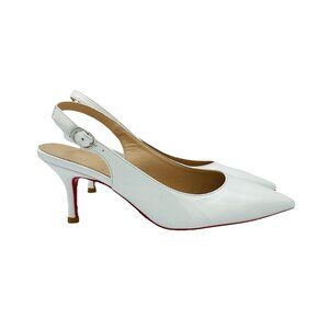 Womens Heels Shoes Size 5.5 White Stiletto Sandals Pointy toe Ankle Strap Buckle